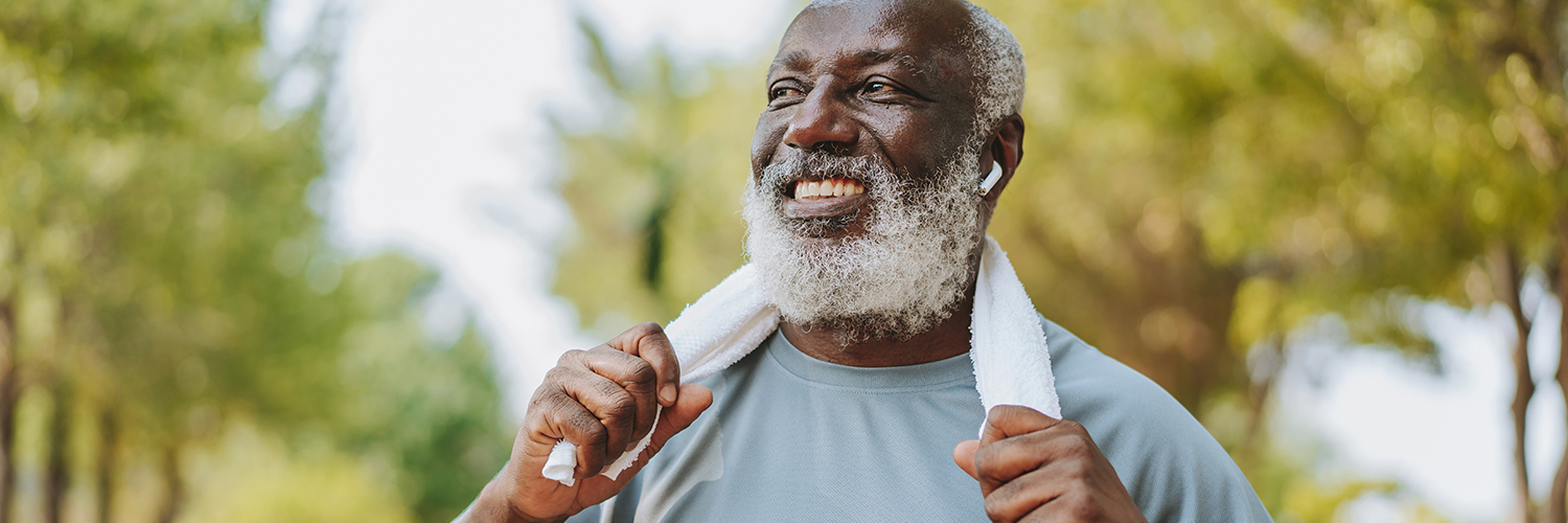 I man outside after exercising in an effort to reverse his type 2 diabetes.