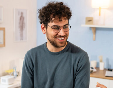 A young man at an STI clinic, being tested for HIV after an exposure.