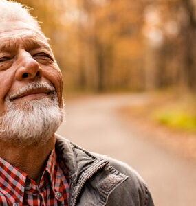 A man taking a walk alone, finding healthy ways to cope with his grief and strong emotions.