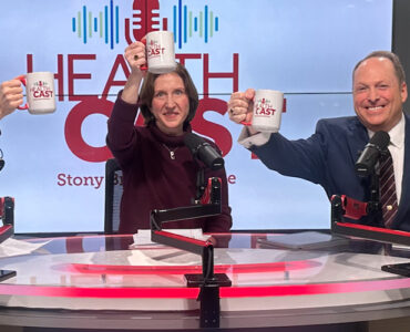 Dr. Gillett and Dr. Maurer in the Stony Brook Medicine podcast studio.