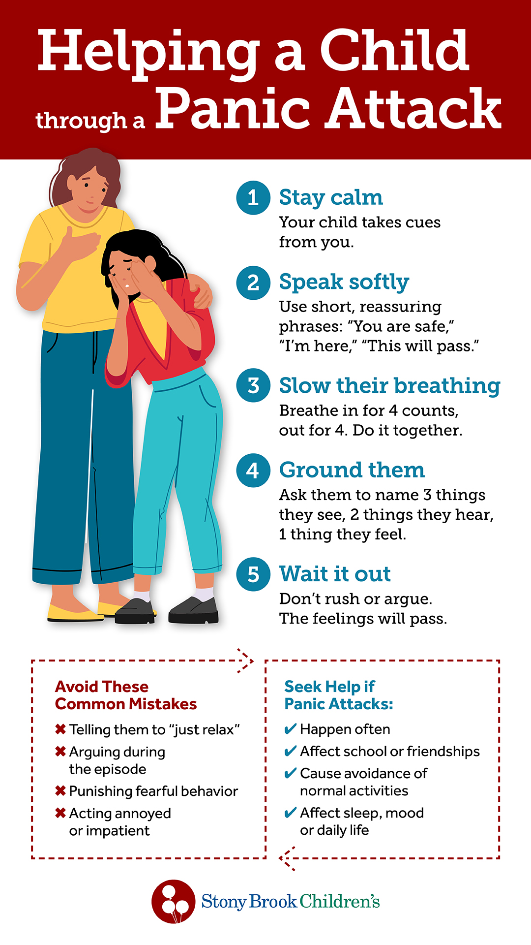 An infographic explaining what to do if a child is having a panic attack.