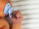 White newborn baby with jaundice.
