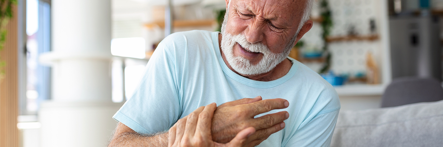 Elderly man has pain in fingers and hands, suggestive of radiculopathy.